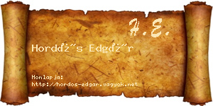 Hordós Edgár névjegykártya
